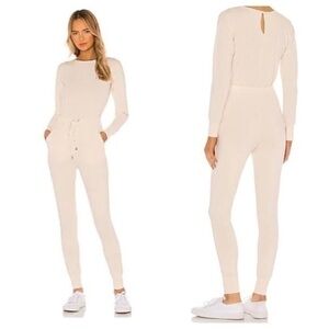 Lovers and Friends Nude Beige Natural Vela Lounge Drawstring Jumpsuit Small K29